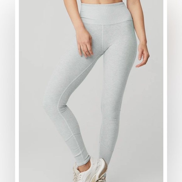 Alo Yoga High-Waist Alosoft Lounge Legging, Athletic Heather Grey - Picture 8 of 8